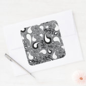 Abstract grijs en wit Tulip Paisley-patroon Vierkante Sticker (Envelop)