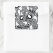 Abstract grijs en wit Tulip Paisley-patroon Vierkante Sticker (Tas)
