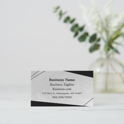 Abstract grijs en zwart bedrijf visitekaartje (Staand voorkant)