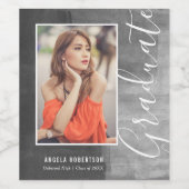 Abstract grijs fotoAfstuderen Wijn Etiket (Enkel label)