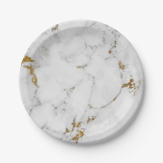 Abstract grijs goud Carrara Marble Glam Golden Vip Papieren Bordje (Voorkant)