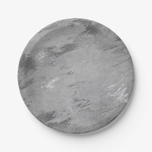 Abstract grijs grafiet Silver Marble Party Vip Papieren Bordje (Voorkant)