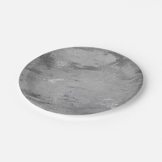 Abstract grijs grafiet Silver Marble Party Vip Papieren Bordje (Gekanteld)