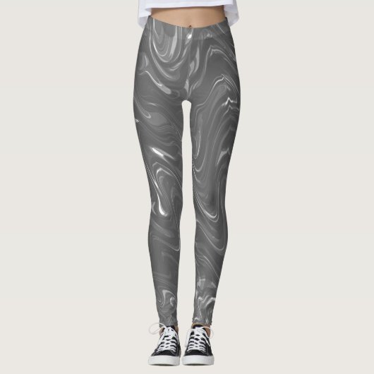 Abstract grijs marmerpatroon leggings (Voorkant)
