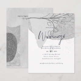 Abstract grijs witte trouw uitnodiging lage kosten