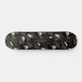 Abstract grijs, zwart en goudpatroon persoonlijk skateboard (Horizontaal)