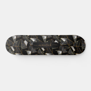 Abstract grijs, zwart en goudpatroon persoonlijk skateboard