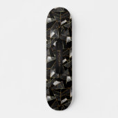 Abstract grijs, zwart en goudpatroon persoonlijk skateboard (Voorkant)