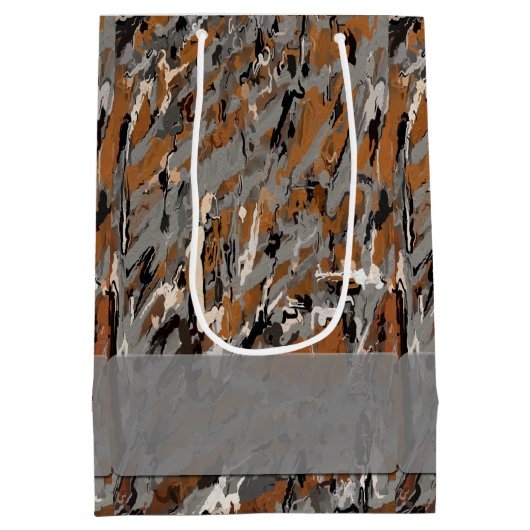 Abstract grijs, zwart en karamel medium cadeauzakje (Achterkant)