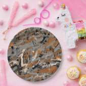 Abstract grijs, zwart en karamel papieren bordje (Feest)