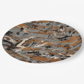 Abstract grijs, zwart en karamel papieren bordje (Gekanteld)