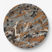 Abstract grijs, zwart en karamel papieren bordje (Voorkant)