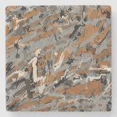 Abstract grijs, zwart en karamel stenen onderzetter (Voorkant)