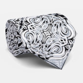 Abstract grijs zwart-wit Curvy-herhaal patroon Stropdas (Opgerold)