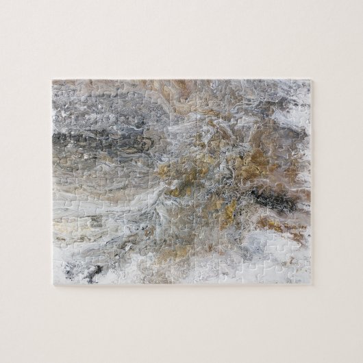 Abstract grijs zwart-wit schilderwerk legpuzzel (Horizontaal)