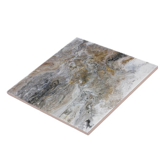 Abstract grijs zwart-wit schilderwerk tegeltje (Zijkant)