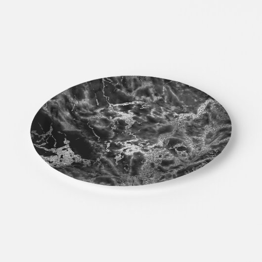 Abstract grijs zwart, zilverkleurbaar glam vip papieren bordje (Gekanteld)