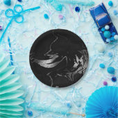 Abstract grijs zwarte zilver-marmer Vip Papieren Bordje (Feest)