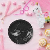 Abstract grijs zwarte zilver-marmer Vip Papieren Bordje (Feest)