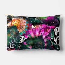 Abstract grillig galopperend paard Floral Pink