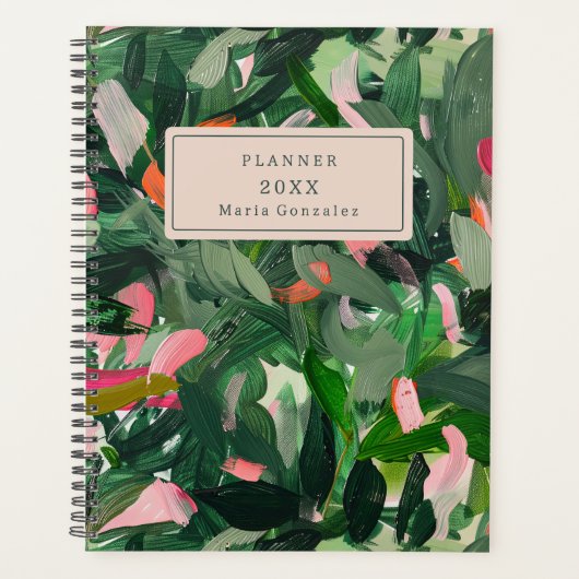 Abstract groen Aangepaste 2025 Weekly Planner (Voorkant)