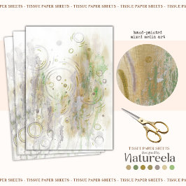 Abstract groen beige grijs decoupage tissuepapier