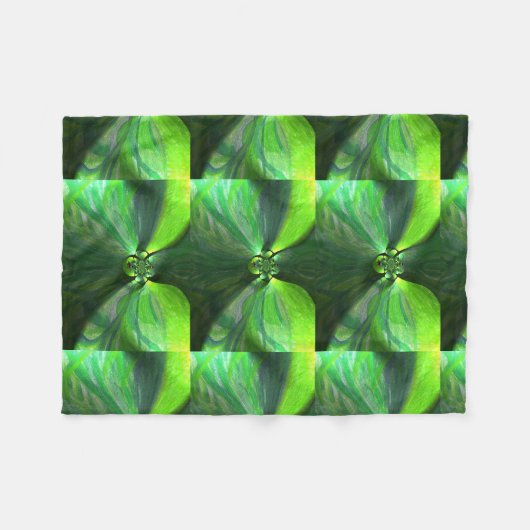 Abstract groen bladbladerpatroon fleece deken (Voorkant (Horizontaal))