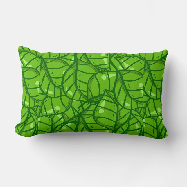Abstract groen bladpatroon met heldere illustratie kussen (Voorkant)
