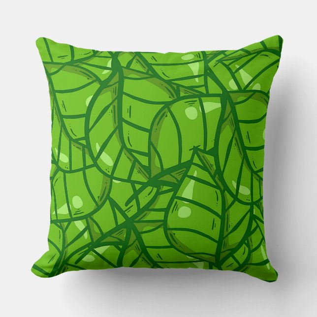 Abstract groen bladpatroon met heldere illustratie kussen (Voorkant)