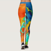 Abstract Groen Blauw Oranje Bruin Klein Dynamisch Leggings (Achterkant)