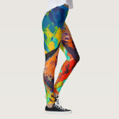 Abstract Groen Blauw Oranje Bruin Klein Dynamisch Leggings (Rechts)