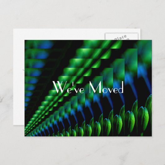 Abstract groen blauw zwart ontwerp Nieuw adres Aankondigingskaart (Voorkant / Achterkant)