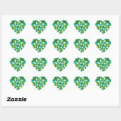 Abstract groen blokpatroon hart sticker (Vel)