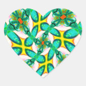 Abstract groen blokpatroon hart sticker (Voorkant)