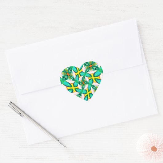 Abstract groen blokpatroon hart sticker (Envelop)