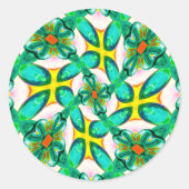 Abstract groen blokpatroon ronde sticker (Voorkant)