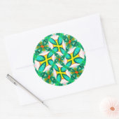 Abstract groen blokpatroon ronde sticker (Envelop)