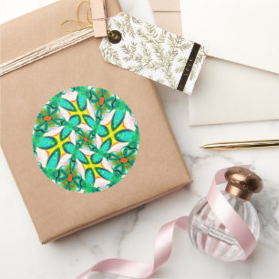 Abstract groen blokpatroon ronde sticker
