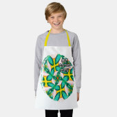 Abstract groen blokpatroon schort (Gedragen)