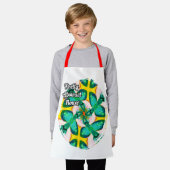 Abstract groen blokpatroon schort (Gedragen)