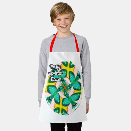 Abstract groen blokpatroon schort (Gedragen)