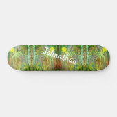 Abstract groen bos met gele florale buren persoonlijk skateboard (Horizontaal)