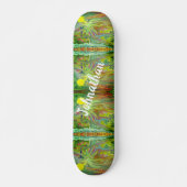 Abstract groen bos met gele florale buren persoonlijk skateboard (Voorkant)