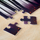 Abstract groen bos met rode bloemen legpuzzel (Zijkant)