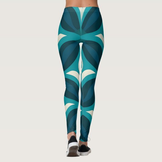 Abstract groen cirkelpatroon leggings (Achterkant)