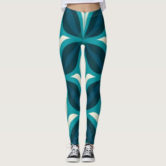 Abstract groen cirkelpatroon leggings (Voorkant)