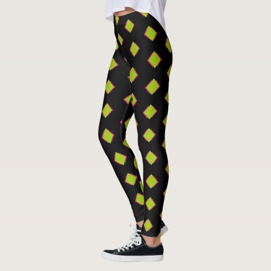Abstract groen diamantpatroon leggings (Links)