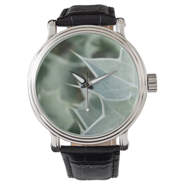 Abstract groen doorn Plant fotodesign horloge (Voorkant)