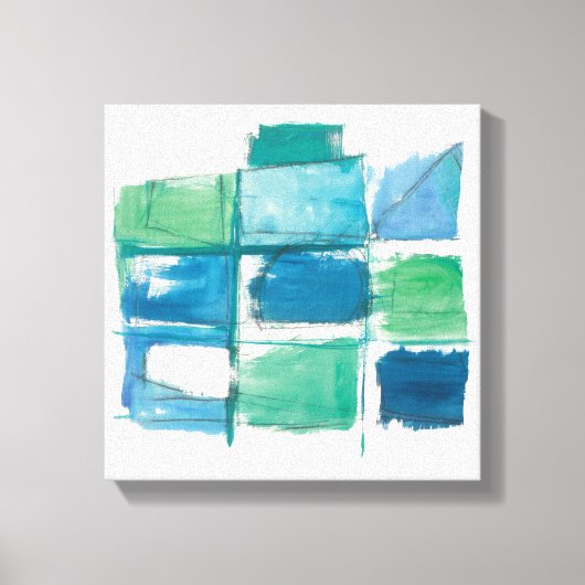 Abstract groen en blauw op wit canvas afdruk (Voorkant)