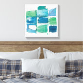 Abstract groen en blauw op wit canvas afdruk (Insitu (Slaapkamer))